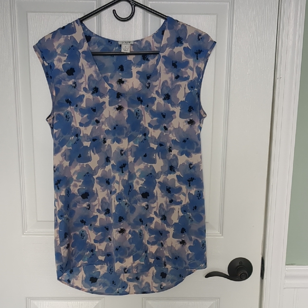 J. Crew Spring Blue Floral Blouse - Size Small